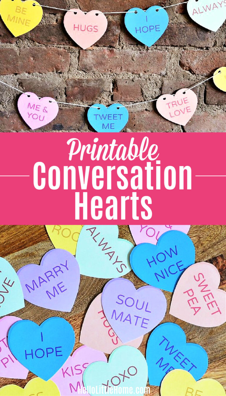 Free Printable Conversation Hearts | Hello Little Home