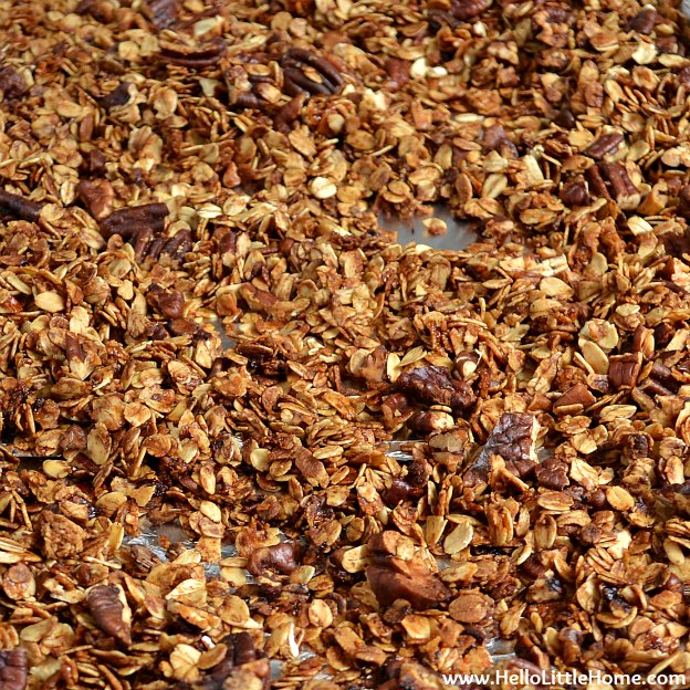 A tray of homemade granola made for the parfait.
