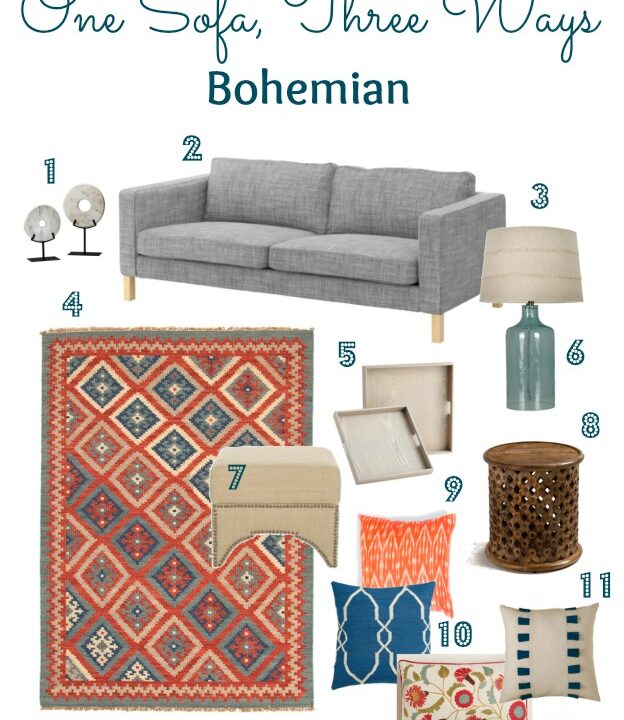Living Room Style: One Sofa, Three Ways - Bohemian | Hello Little Home #InteriorDesign #furniture