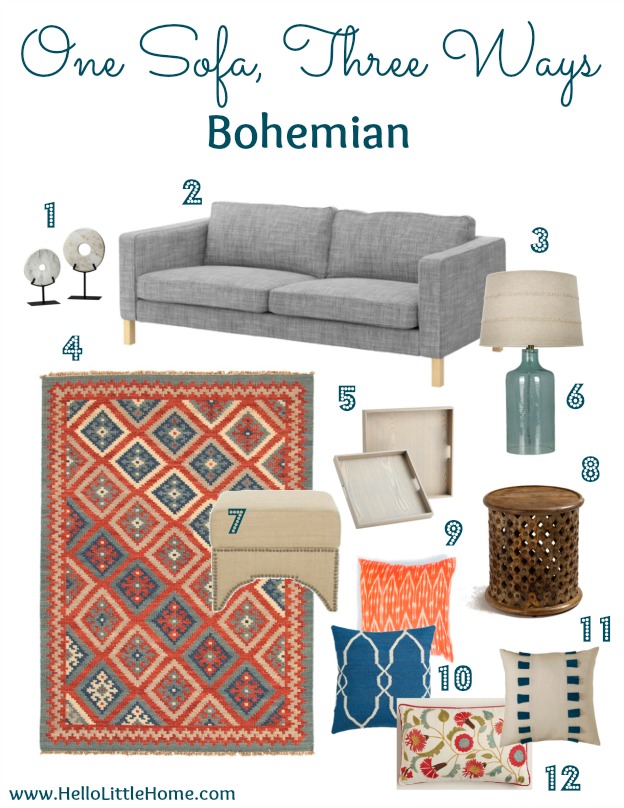 Living Room Style: One Sofa, Three Ways - Bohemian | Hello Little Home #InteriorDesign #furniture
