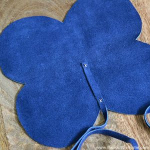 The inside of the diy case with the strap attached.