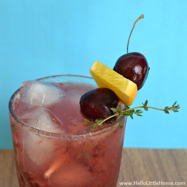 You are going to love this Cherry Smash Cocktail! Get this easy recipe + over 60 more vegetarian summer recipes that are perfect for any occassion! | Hello Little Home