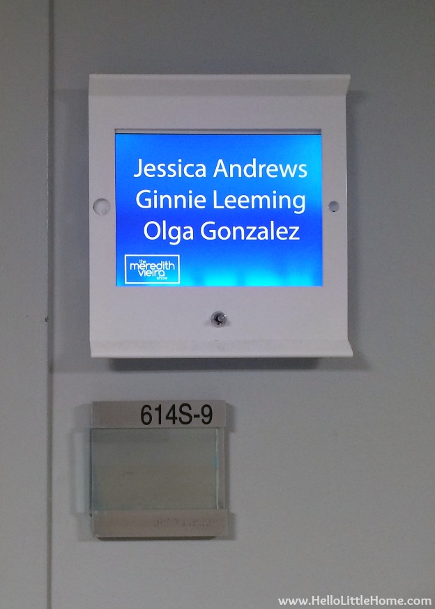 My name on the dressing room door at the Meredith Vieira Show.