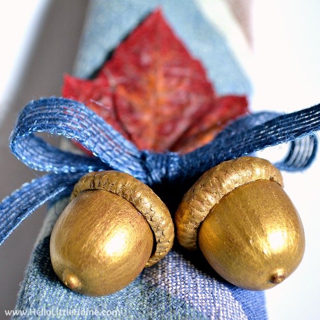 DIY Gilded Acorn Napkin Rings ... this easy fall craft is a fun way to dress up a seasonal or holiday table! | Hello Little Home