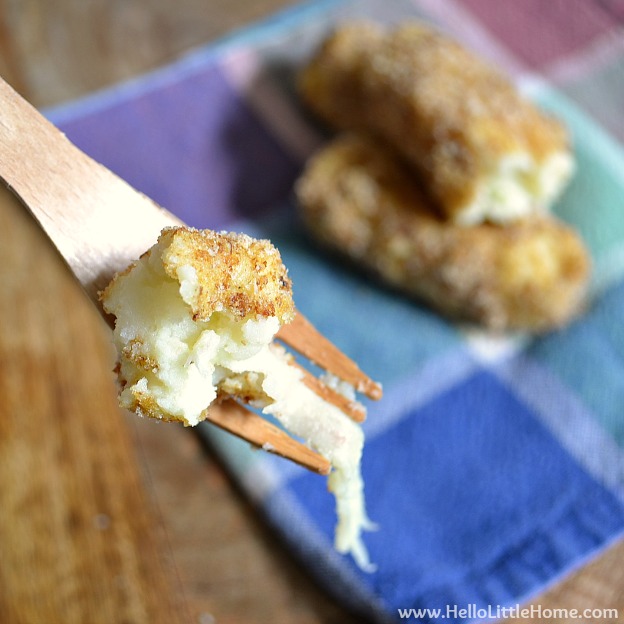 Cheesy Potato Croquettes | Hello Little Home #snack #appetizer #BlogsgivingDinner #leftovers