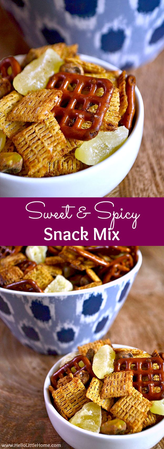 Sweet and Spicy Snack Mix ... the perfect appetizer for any party and a great game day recipe! | Hello Little Home