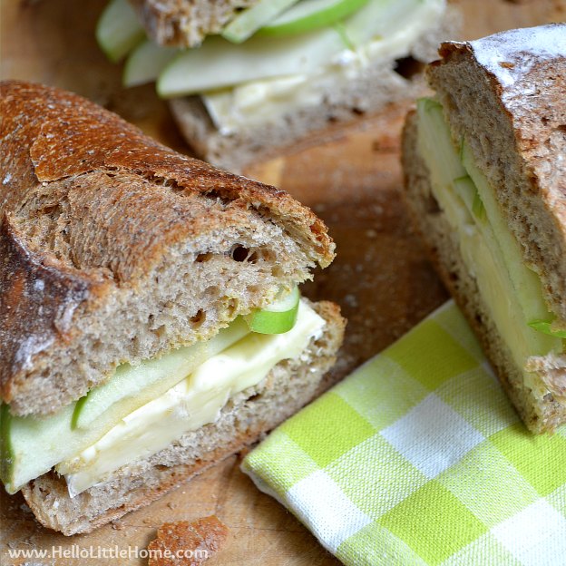 Treat yourself to a decadent, yet easy to make Brie and Apple Sandwich! | Hello Little Home #vegetarian