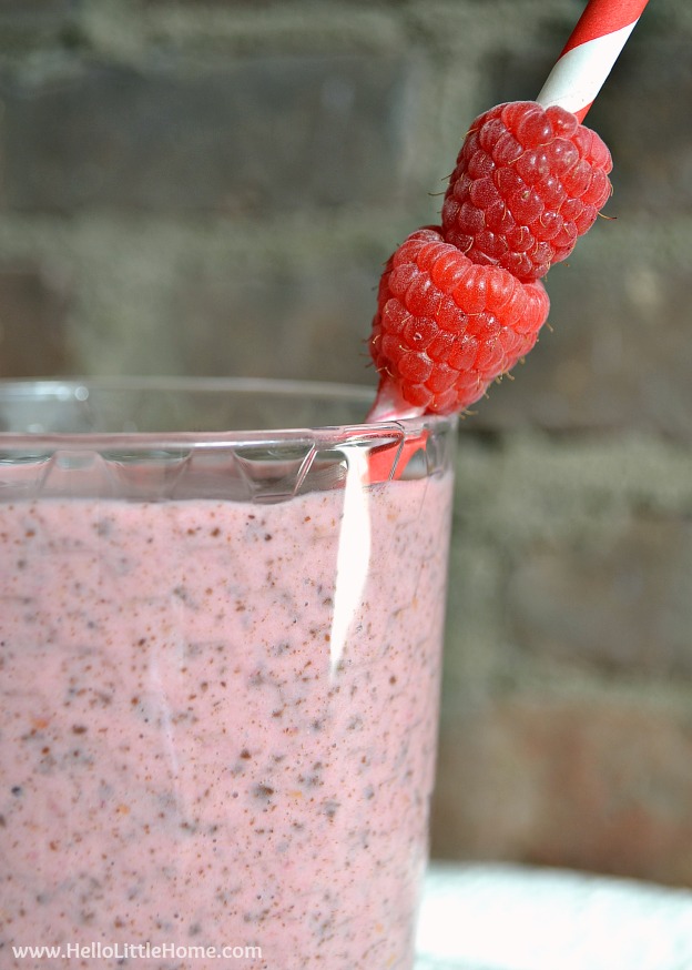 Treat yourself to a delicious Raspberry Chocolate Smoothie! | Hello Little Home #MullerMoment