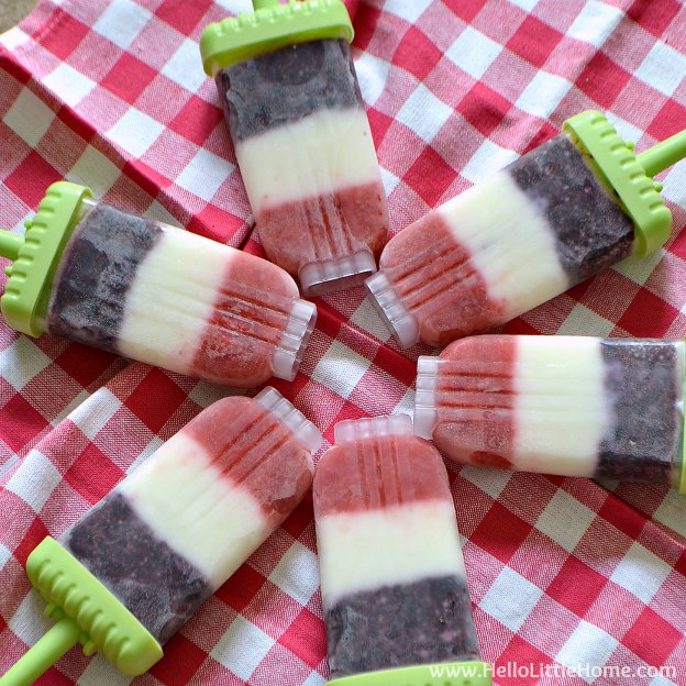 Over 30 Patriotic Recipes, Crafts, and Home Decor Ideas, including these 4 Ingredient Popsicles! These fun and easy red, white, and blue ideas are perfect for celebrating every patriotic summer occassion ... 4th of July, Memorial Day, and more! | Hello Little Home