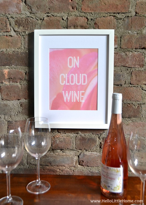 On Cloud Wine free printable art! Celebrate your love of wine with this cute free art print. It's perfect on its own or as part of a gallery wall! | Hello Little Home
