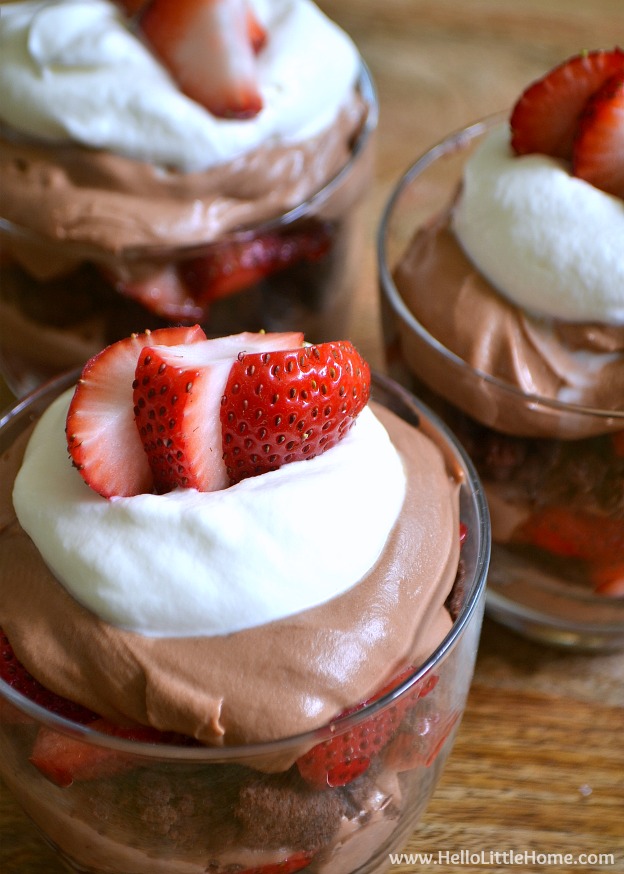 100 Must Try Vegetarian Spring Recipes ... everything from appetizers to main dishes to desserts, including these Chocolate Covered Strawberry Parfaits! You're going to want to try each of these amazing vegetarian recipes! | Hello Little Home