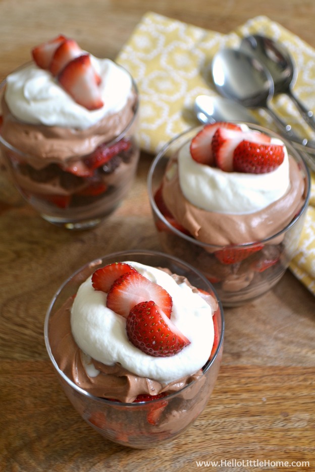 Chocolate Covered Strawberry Parfait ... a rich, creamy dessert recipe that's sure to impress! | Hello Little Home