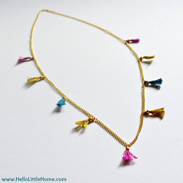20+ DIY Jewelry Tutorials: Shashi-Inspired Tassel Necklace | Hello Little Home