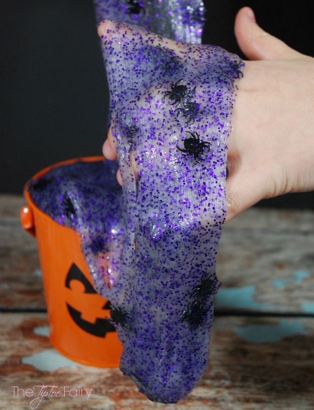 DIY Halloween Craft Ideas: Spider Slime from The Tip Toe Fairy | Hello Little Home