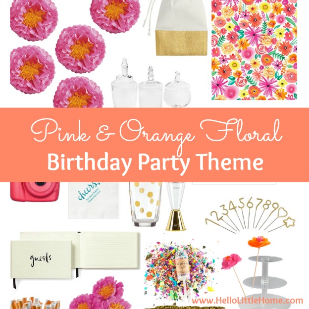 Celebrate someone special with this Pink and Orange Floral Birthday Party Theme! The cute party decor works for other ocassions, too! | Hello Little Home
