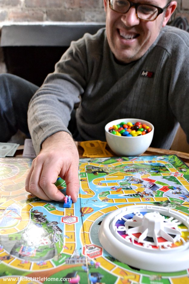 The Game of Life and M&M’s® Chocolate Candies ... the perfect family game night pairing! | Hello Little Home