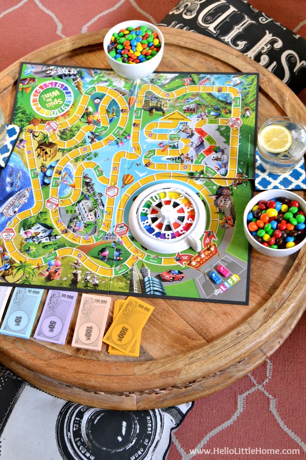The Game of Life and M&M’s® Chocolate Candies ... the perfect family game night pairing! | Hello Little Home