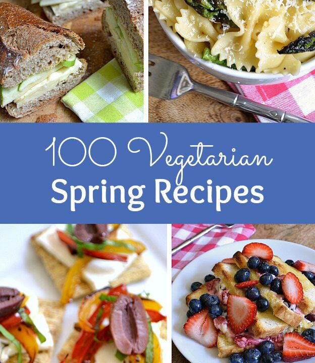 100 Must Try Vegetarian Spring Recipes ... everything from appetizers to main dishes to desserts! You're going to want to try each of these amazing vegetarian and vegan recipes! | Hello Little Home