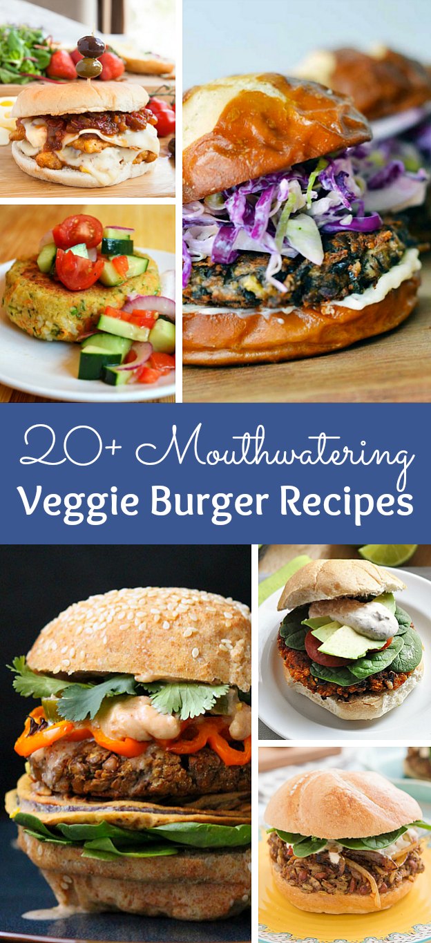 Collage of different Veggie Burger recipes.