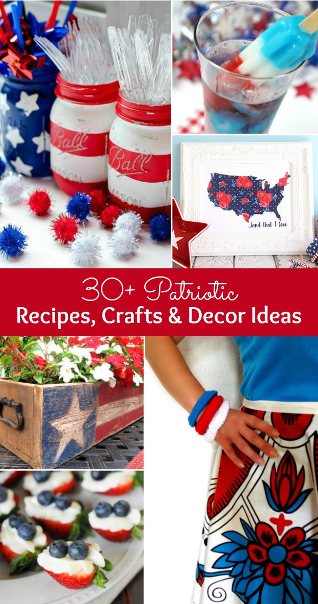 Over 30 Patriotic Recipes, Crafts, and Home Decor Ideas! These fun and easy red, white, and blue ideas are perfect for celebrating every patriotic summer occassion ... 4th of July, Memorial Day, and more! | Hello Little Home