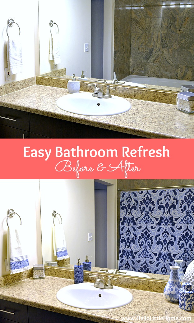 Easy Bathroom Refresh ... get my easy and affordable tips and tricks for giving your boring bathroom a makeover! | Hello Little Home