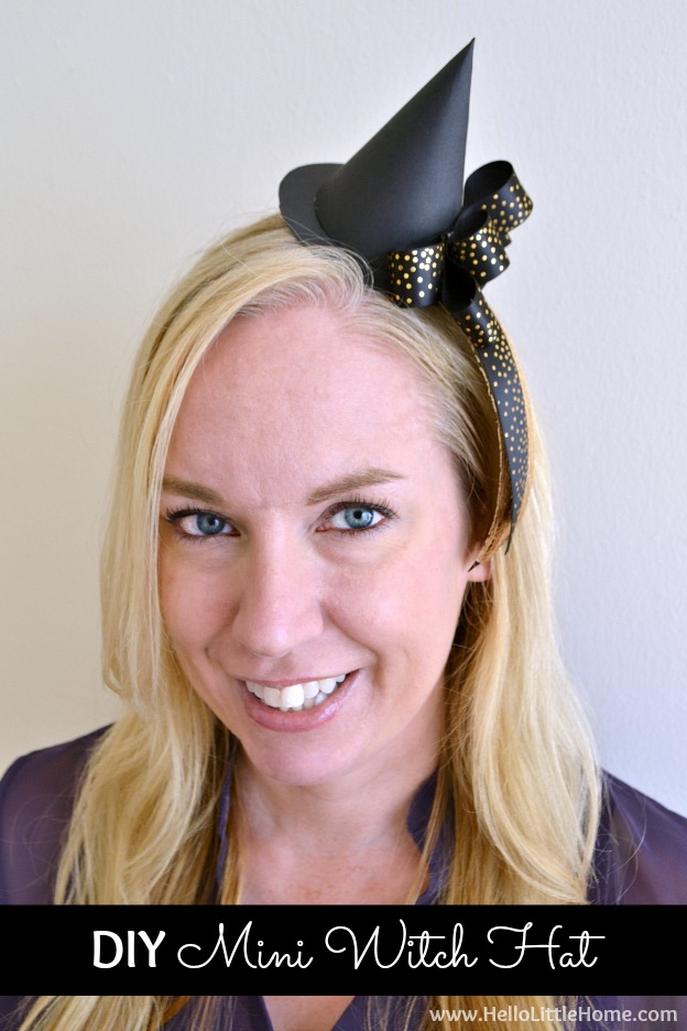 DIY Mini Witch Hat Headband ... a fun and easy Halloween craft that can be worn as part of a Halloween costume or just for fun! | Hello Little Home