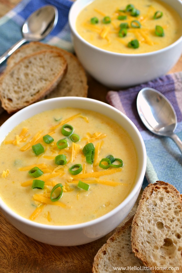 Easy Beer Cheese Soup ... one of 100 Vegetarian Game Day Recipes! Get ready for the big game with over 100 vegetarian and vegan appetizers, soups, chilis, main dishes, sandwiches, breakfast, desserts, and more that will make your next football watching party unforgettable! | Hello Little Home