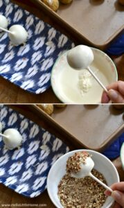 Step-by-step Pecan Pumpkin Spice Cake Pops recipe ... delicious, fall-flavored treats that are simple to make! This easy cake pop recipe is sure to become a favorite fall recipe! | Hello Little Home