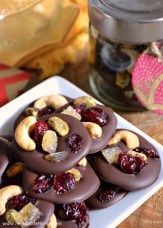Chocolate Fruit and Nut Clusters ... a delicious chocolate and fruit recipe that makes a wonderful holiday treat or food gift! So easy to make! | Hello LIttle Home