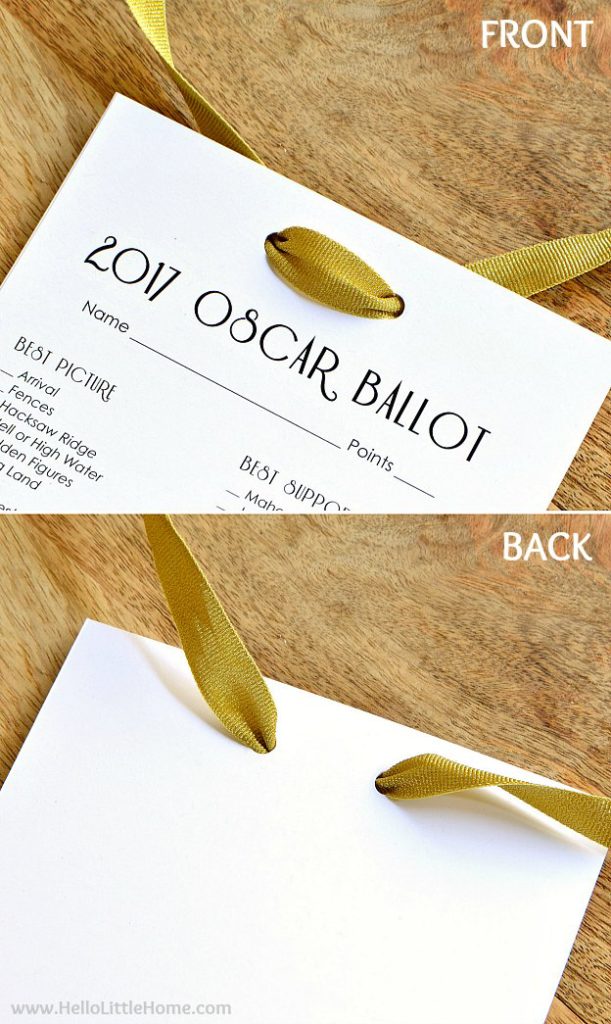 Free Printable 2017 Oscar Ballot