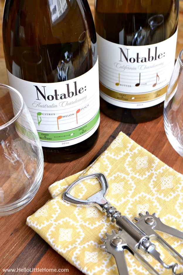 Fun tips for throwing a Chardonnay Wine Tasting! Set up an easy wine tasting with these simple ideas, plus learn how to arrange an easy cheese plate that's the perfect pairing for your wine tasting party! | Hello Little Home