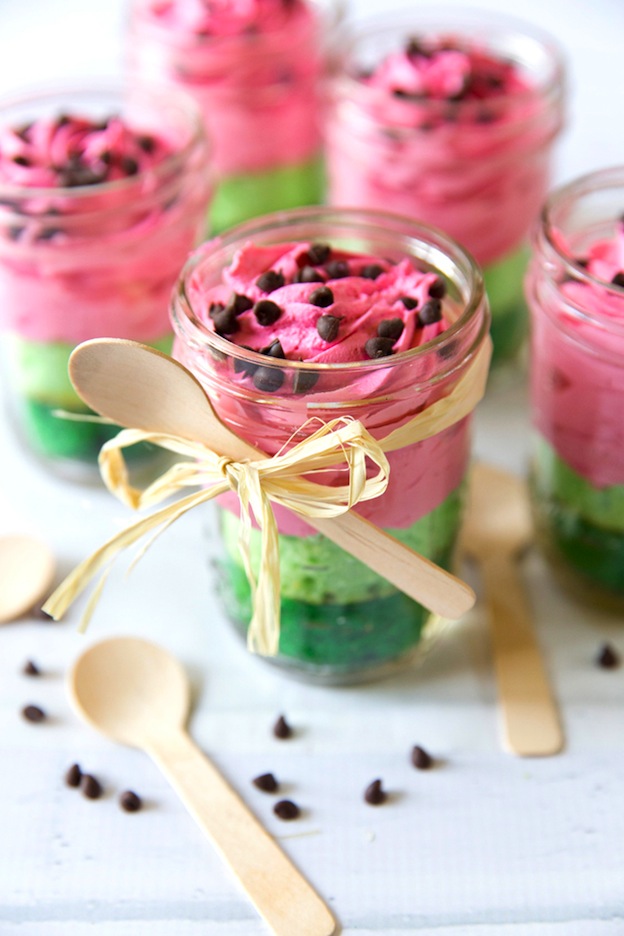 The ultimate Birthday Cake Alternatives roundup ... over 70 delicious recipes perfect for adults and for kids alike, including this Watermelon Cake in a Mason Jar from Pizzazzerie! These fun dessert ideas range from healthy to decadent. Awesome non cake birthday ideas your whole family will love! | Hello Little Home
