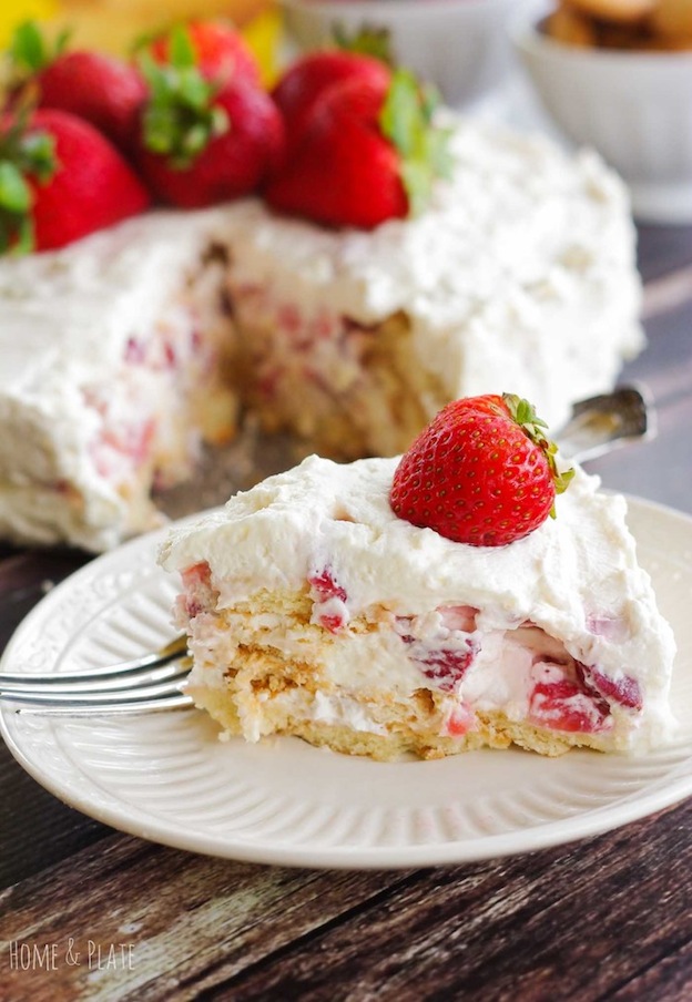 The ultimate Birthday Cake Alternatives roundup ... over 70 delicious recipes perfect for adults and for kids alike, including this Strawberry Icebox Cake from Home & Plate! These fun dessert ideas range from healthy to decadent. Awesome non cake birthday ideas your whole family will love! | Hello Little Home