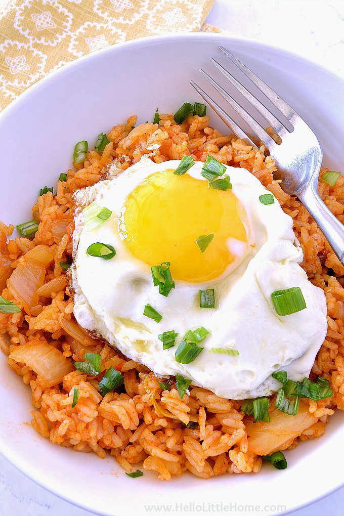 A bowl of Easy Kimchi Fried Rice.