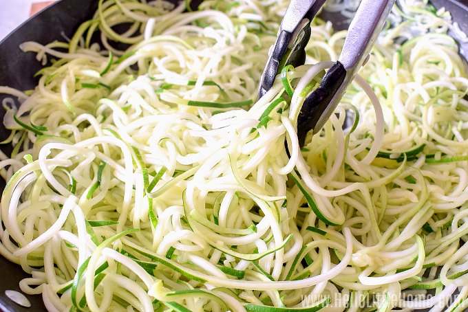 How to cook zucchini noodles by stir frying.