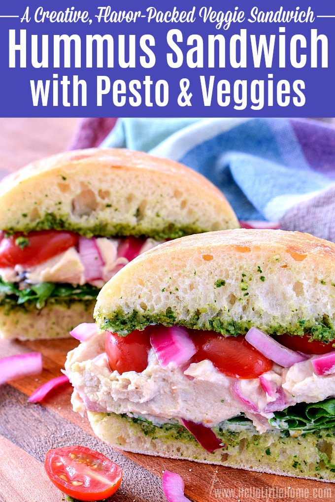 Vegan Hummus Sandwich (with Pesto + Veggies)