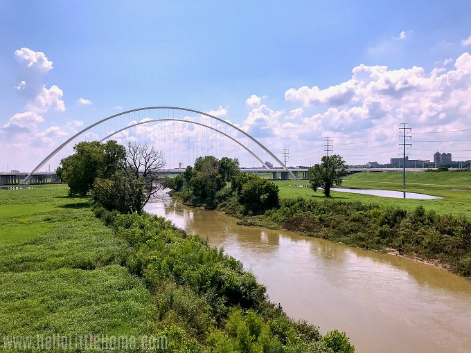 A veiw of the Margaret McDermott Bridge and Trinity River in Dallas.