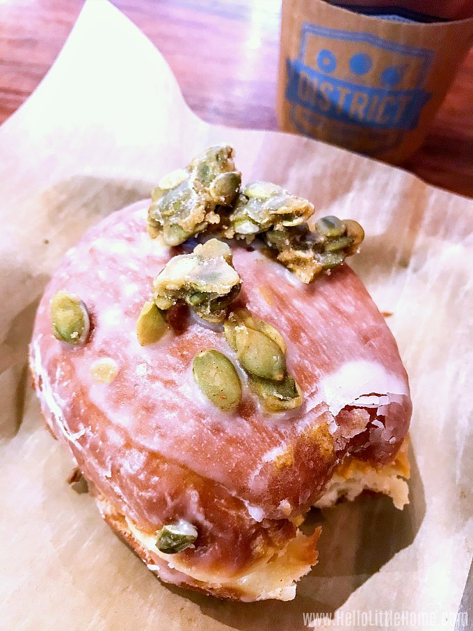A pumpkin donut from District Donuts in New Orleans.