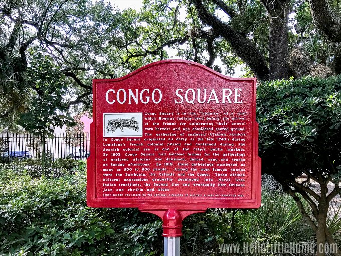 A Congo Square sign in Armstrong Park.