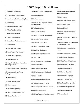 130 Fun Things to Do at Home