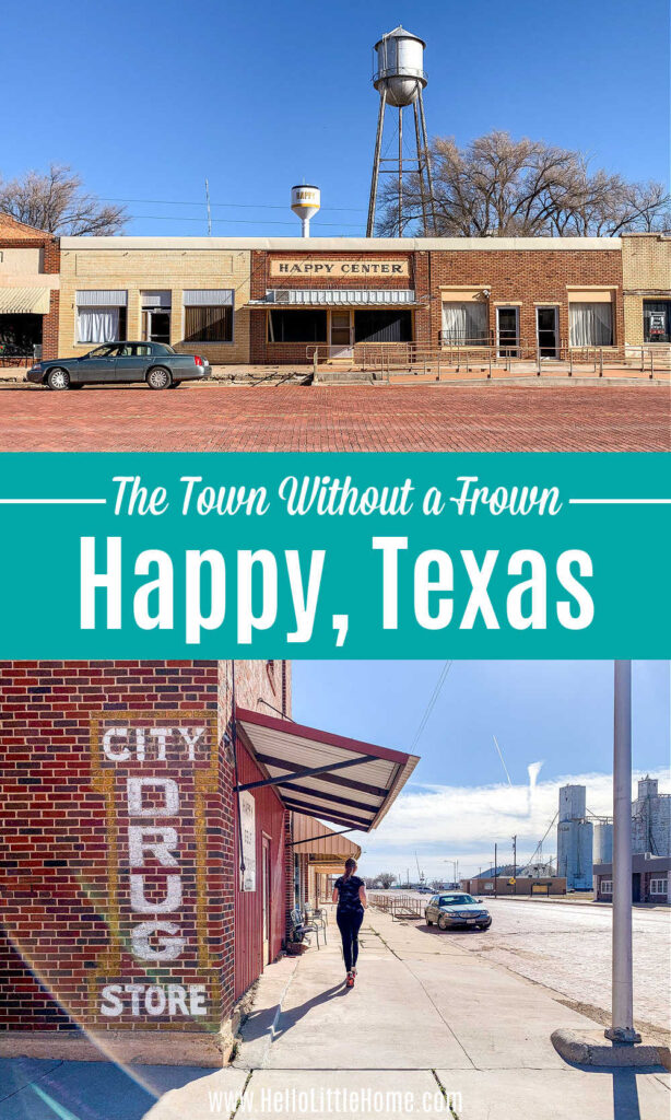 A photo collage showing stores along Main Street in Happy, TX.