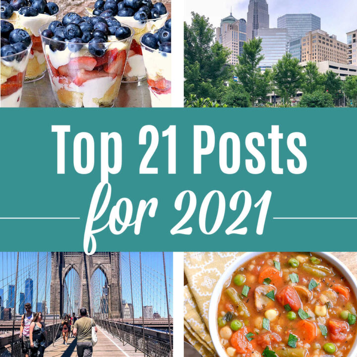 A photo collage with 4 different images and a text overlay saying "top 21 posts for 2021".