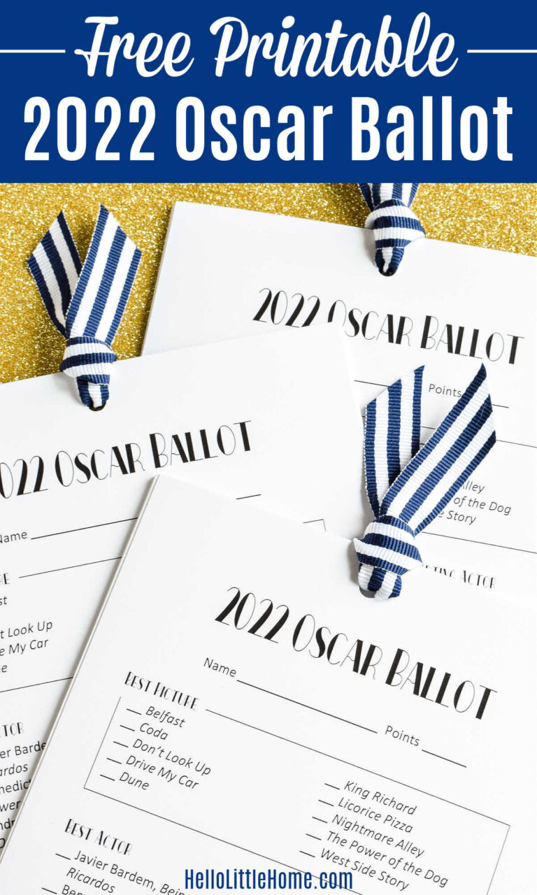 2022 Oscar Ballot (Free Printable) | Hello Little Home