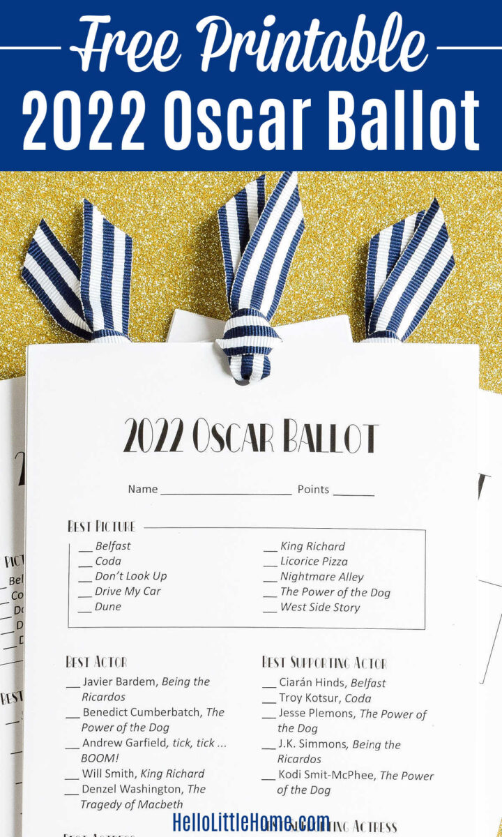 2022 Oscar Ballot (Free Printable) | Hello Little Home