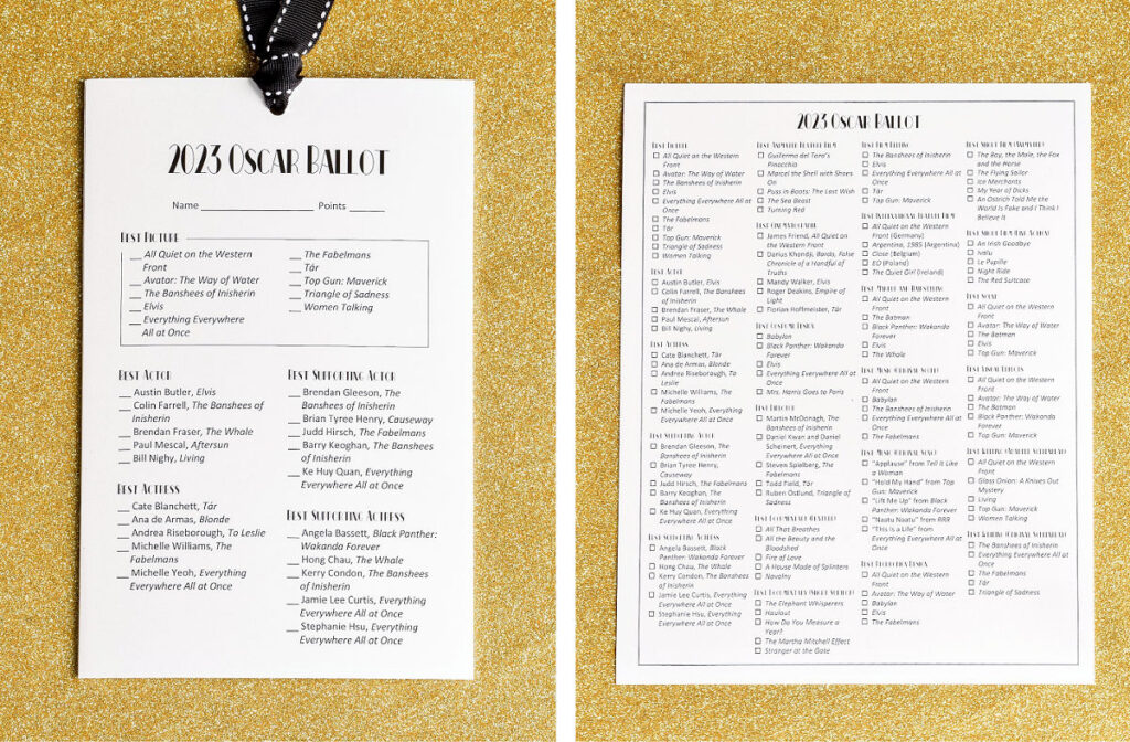 2023 Oscar Ballot (Free Printable) | Hello Little Home