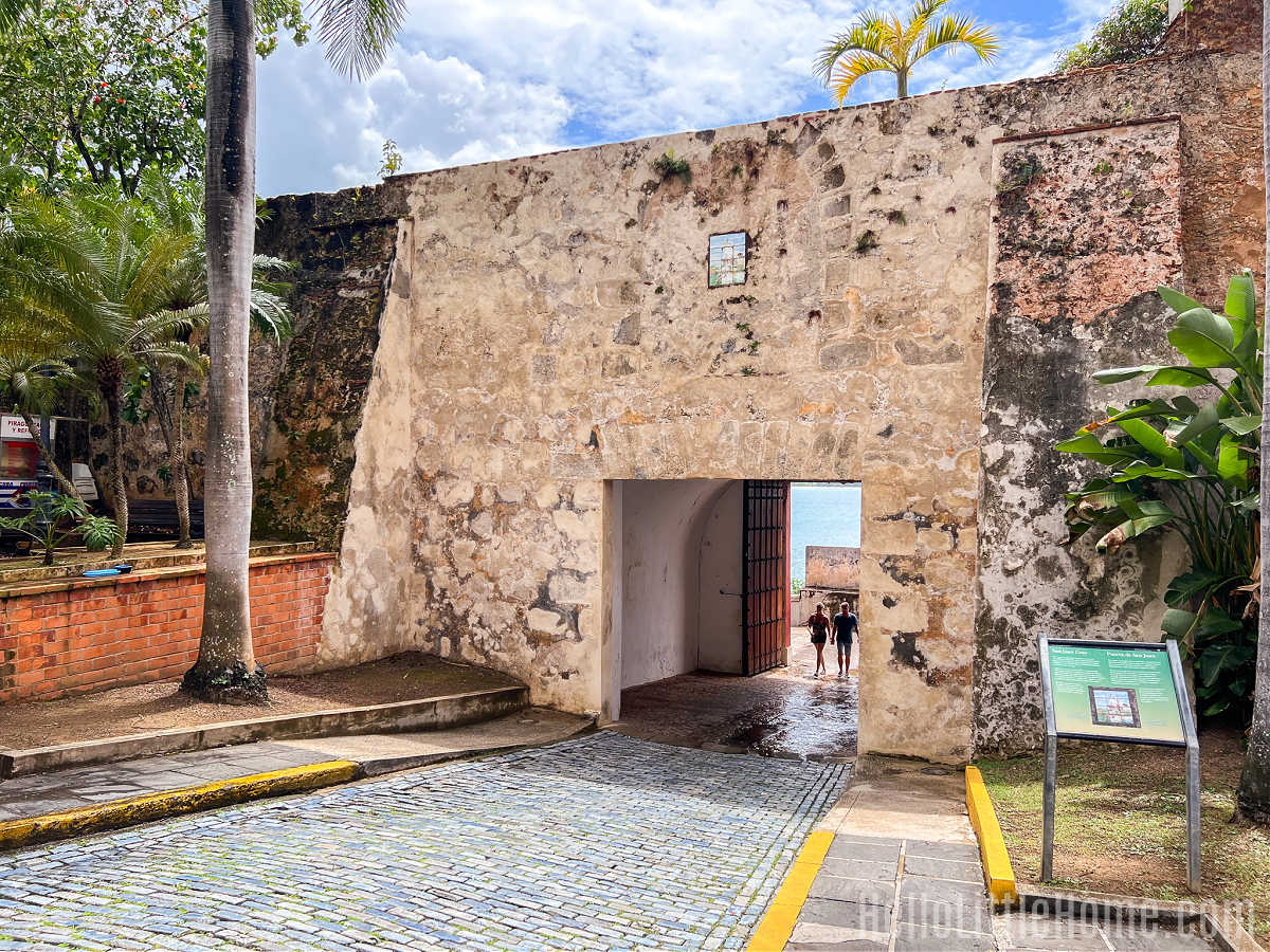 A view of the Old San Juan Gate from inside the city walls.