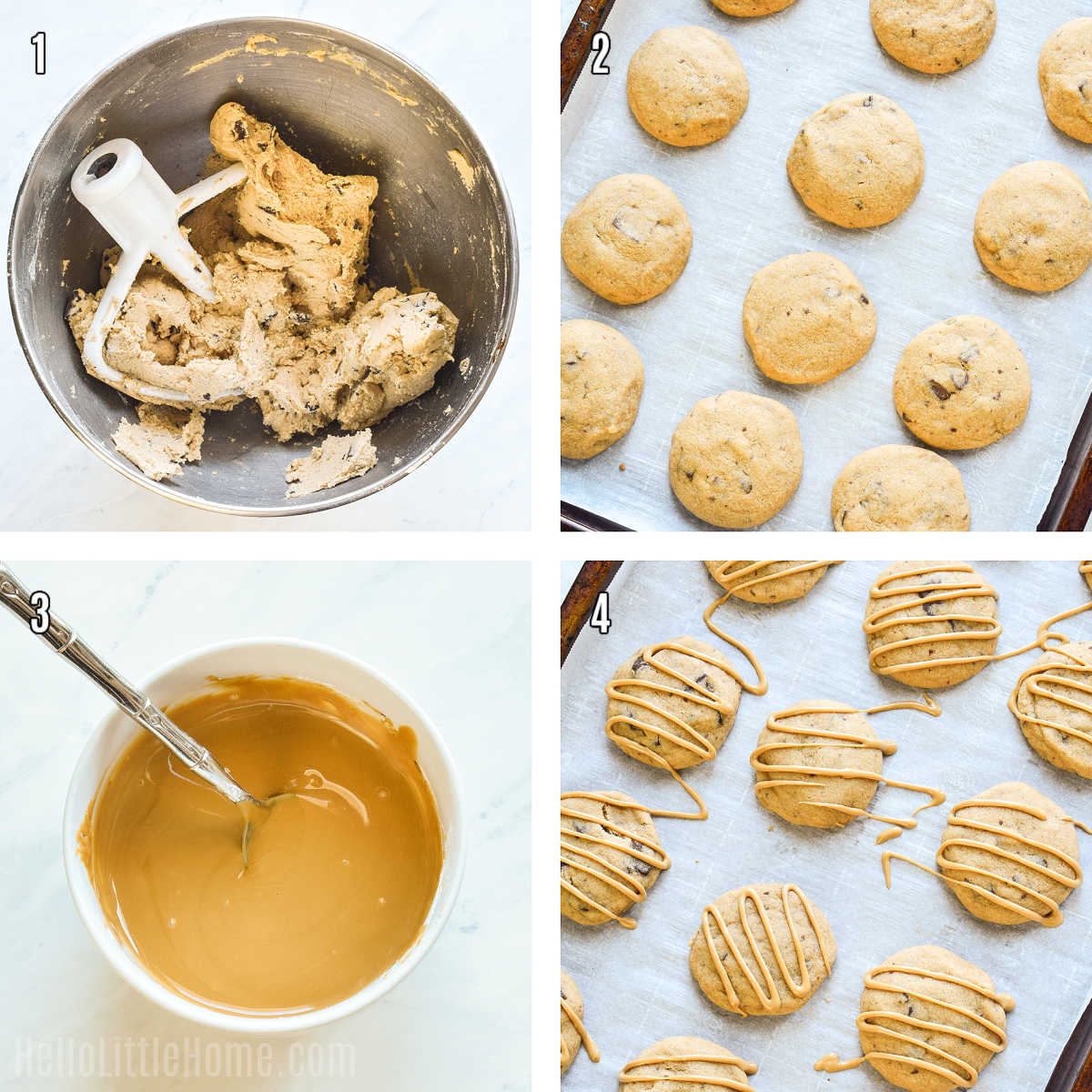 A photo collage showing how to make Coffee Cookies step by step.