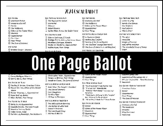 A mini image of the one page ballot.