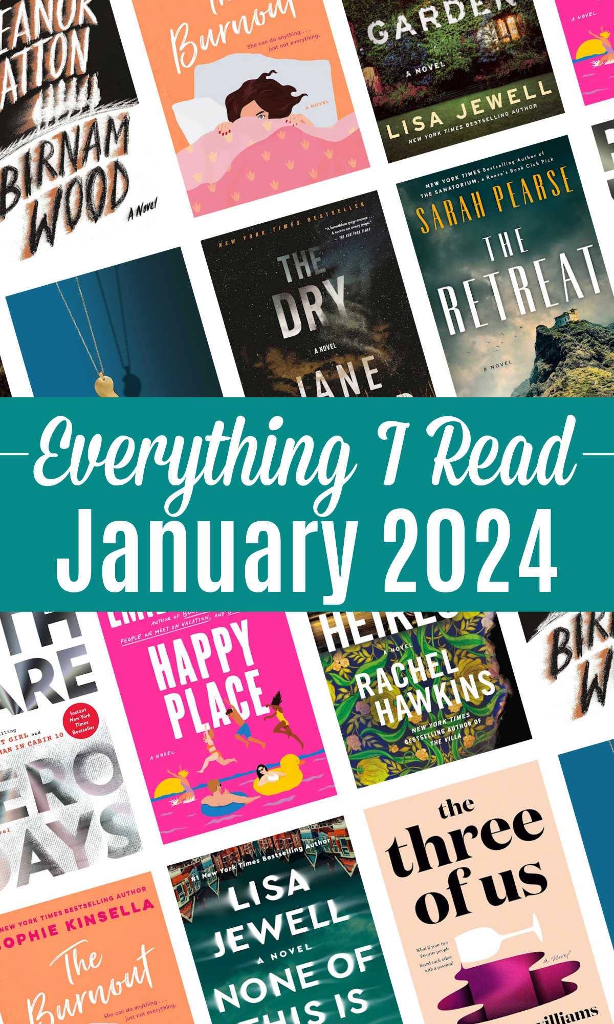 A collage of book covers of everything I read in January 2024.