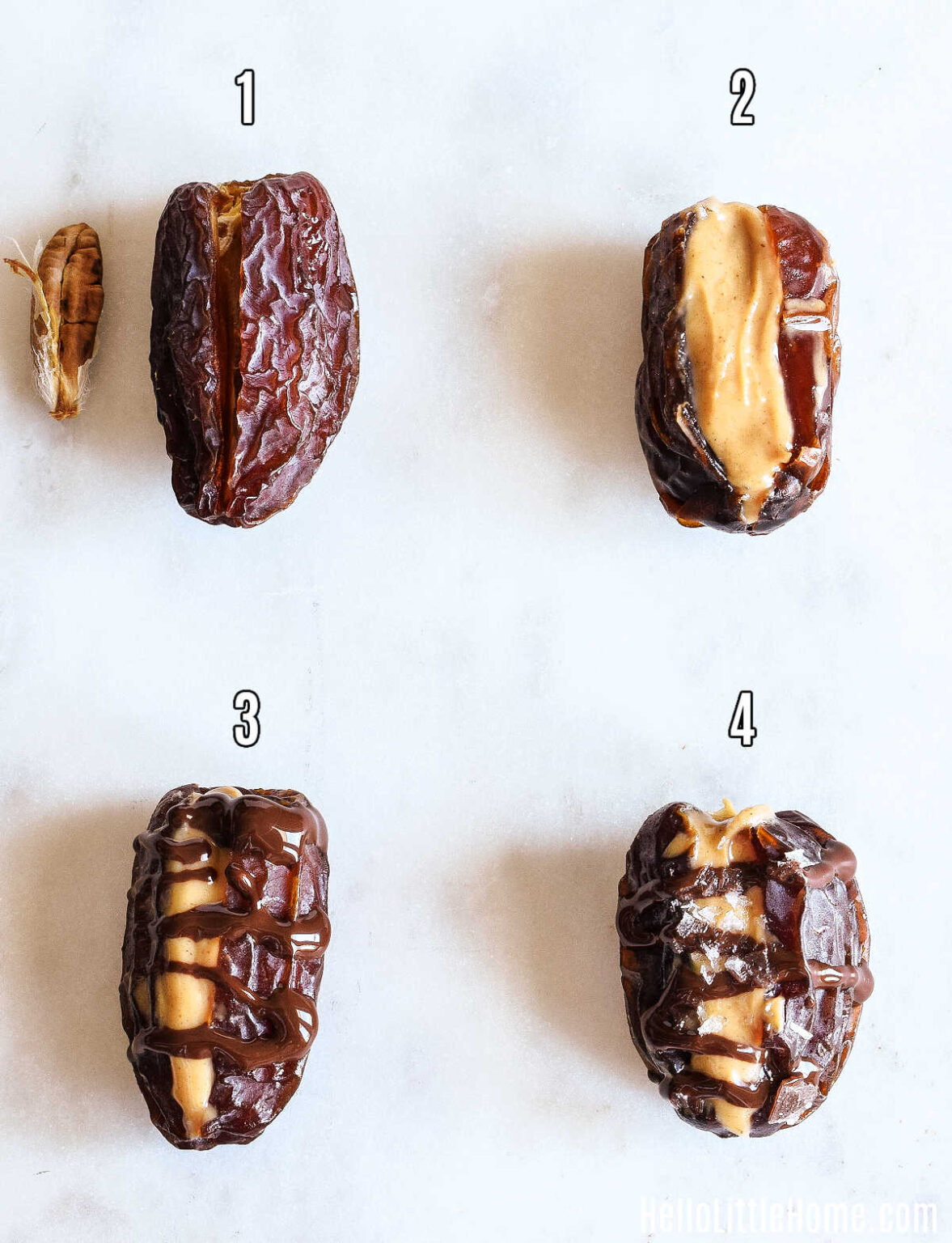 Stuffed Dates with Peanut Butter and Chocolate | Hello Little Home